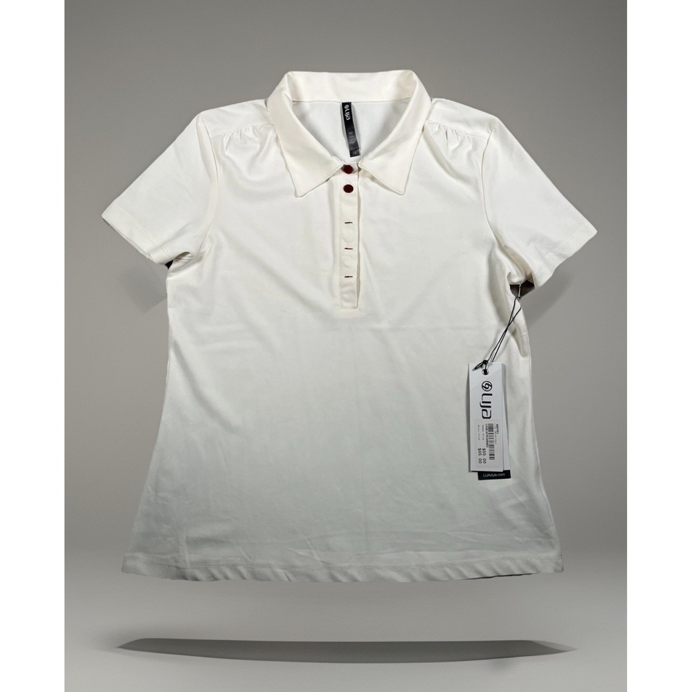 Lija Relaxed Polo Shirt Size L Relaxed Golf White Short Sleeve Multicolor Button